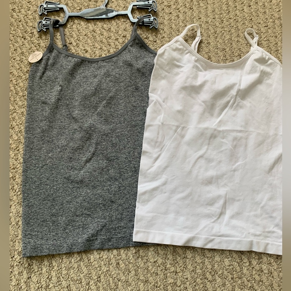 NWT Danskin Cami Tank Tops Large Gurls 13 14 Gray White New
